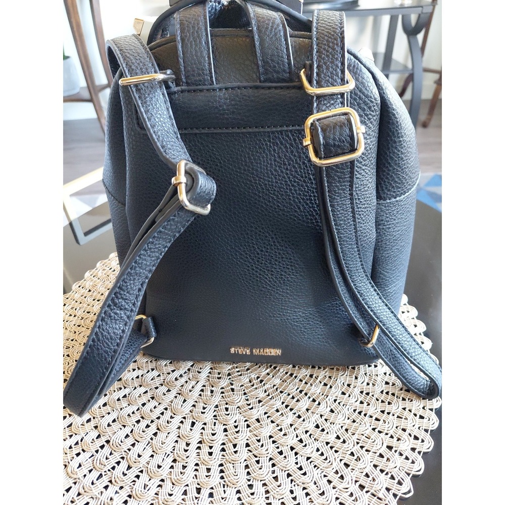 Steve Madden Mini Backpack Black Pebble Purse With Studs